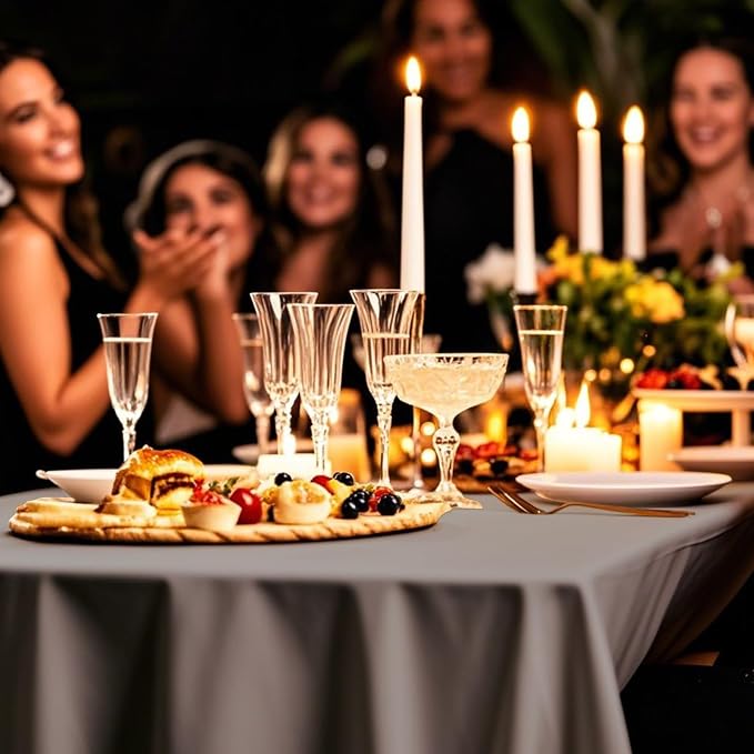 54IN X 160FT Plastic Table Cover Roll with Cutter Box, Cut to Size Plastic Table Cloths for Parties, Birthday, Disposable Tablecloth Roll for All Shape Tables (Silver Grey, 54 Inch X 160 Feet)