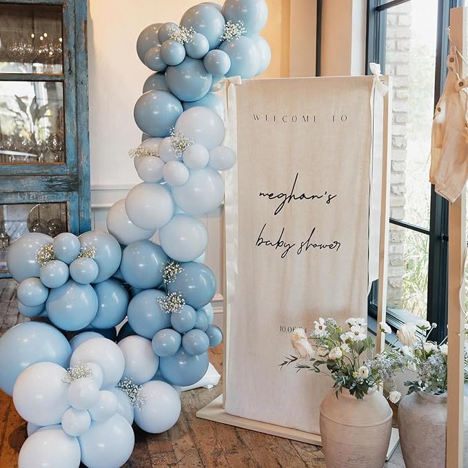 108Pcs Dusty Blue Double Stuffed Balloons Different Size, 18/12/10/5 inch Matte Grey Blue Balloons Garland Arch kit for Birthday Gender Reveal Neutral Baby Shower Party