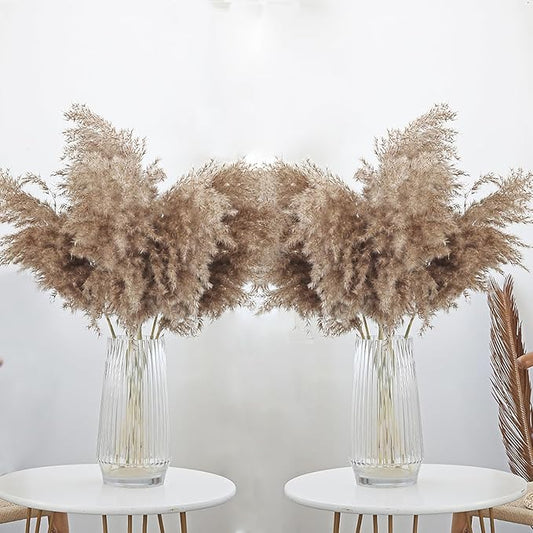 30 Stems 28” inch Fluffy Brown Pampas Grass Decor Tall - Natural Dried Pampas Grass, Large Pompas Grass, Dry Pampas Bulk for Living Room Decor, Boho Home Decor , Wedding Decor , Gift( 30 Brown )