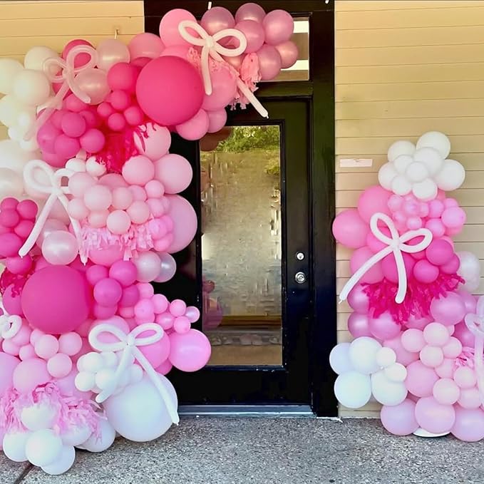 Pink Balloon Arch, Mother's Day Balloons Hot Pink Light Pearl White Latex Balloon for Girls Women Birthday Mother's Day Wedding Baby Shower Bridal Shower Bachelorette Engagement Party Decorations