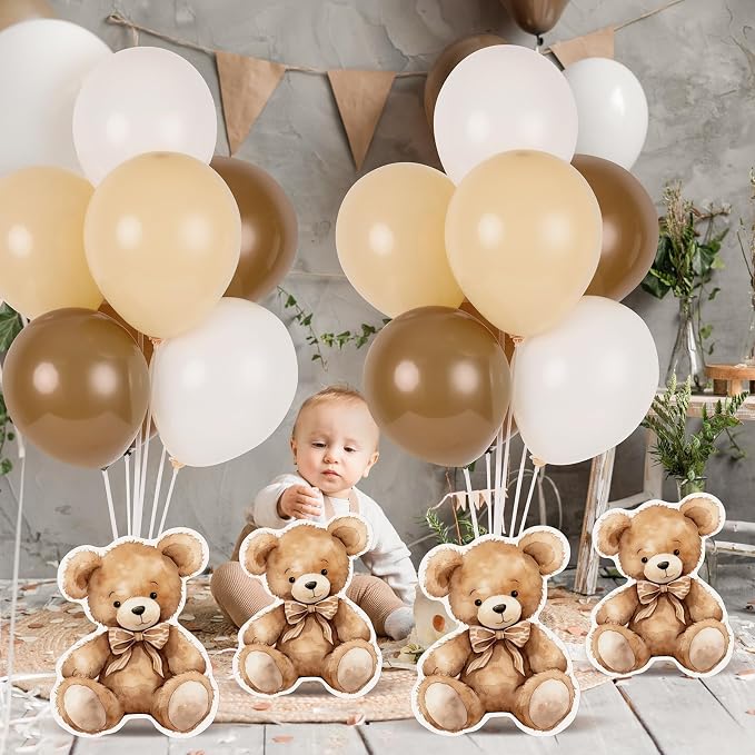 6 Sets Balloon Stand Kit for Table Bear Baby Shower Centerpieces with Balloon Baby Shower Decor for Bear Theme Gender Reveal Birthday Party Table Decorations Supplies
