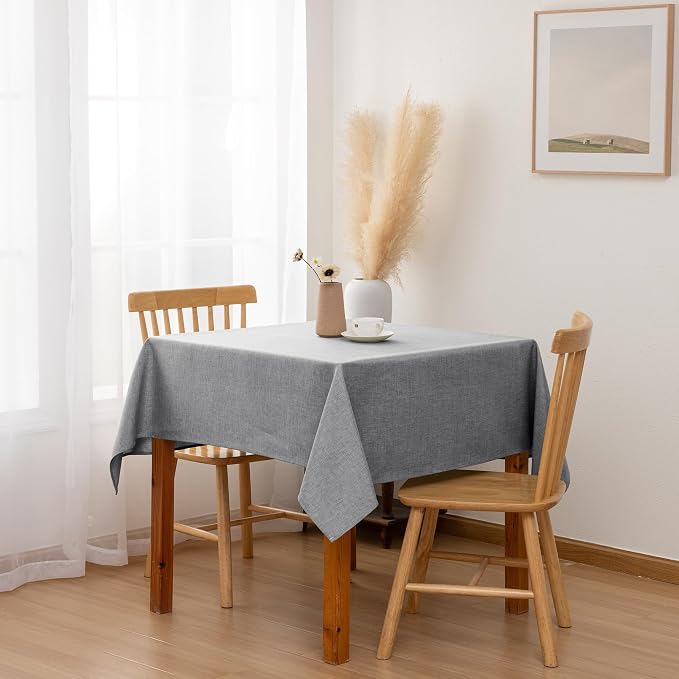 Hiasan Faux Linen Square Tablecloth - Wrinkle and Stain Resistant Washable Table Cloth for Kitchen Dining Room Holiday Table Cover for Party Dinner, Grey, 30 x 30 Inch