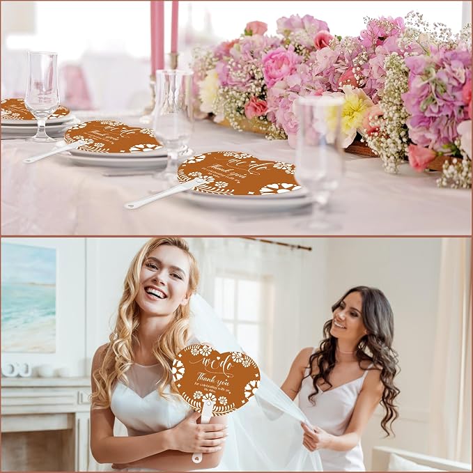Roowest 101 Pcs Wedding Fans for Guests 100 Pcs Cielito Lindo Hand Fans 1 Table Sign Mexican De Barro Papel Picado Thank You for Celebrating with Us with Wooden Handle for Bridal Shower Fiesta Gift