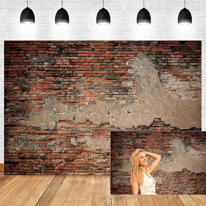 12x8ft Red Brick Wall Backdrop Vintage Old Stone Brick Photography Background Stone Wall Scene Retro Block Newborn Baby Adult Portrait Birthday Party Banner Photo Booth Studio Props