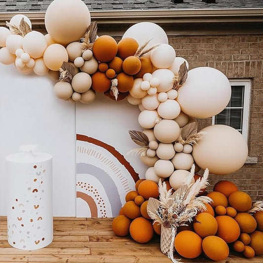 139 pcs Fall Balloon Arch Kit Burnt Orange Balloons Terracotta Balloon Arch Kit Rust Balloons Double Stuffed Cream Peach Balloon for Fall Wedding