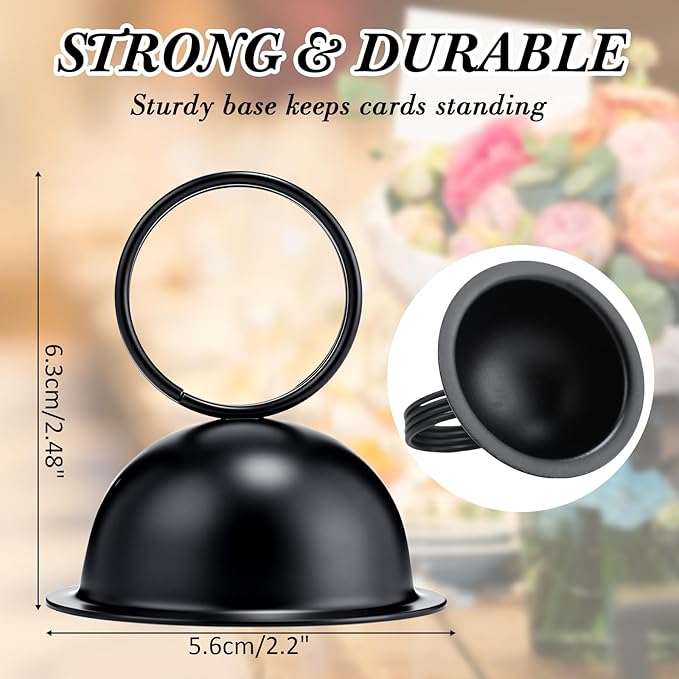 MorningRo 24 Pcs Wedding Table Place Card Holders Metal Table Number Holders Stand Sign Tabletop Menu Stands Sign for Wedding Christmas Restaurant Banquet(Black)