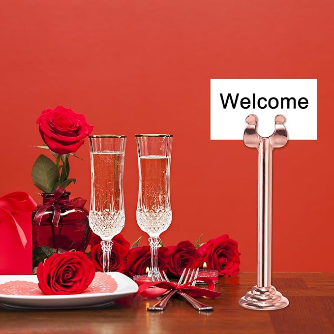 MECCANIXITY 12Pcs Table Number Holder 3.9 Inch Place Card Holder Picture Holders Silver Table Sign Holders for Wedding Anniversary Birthday Party
