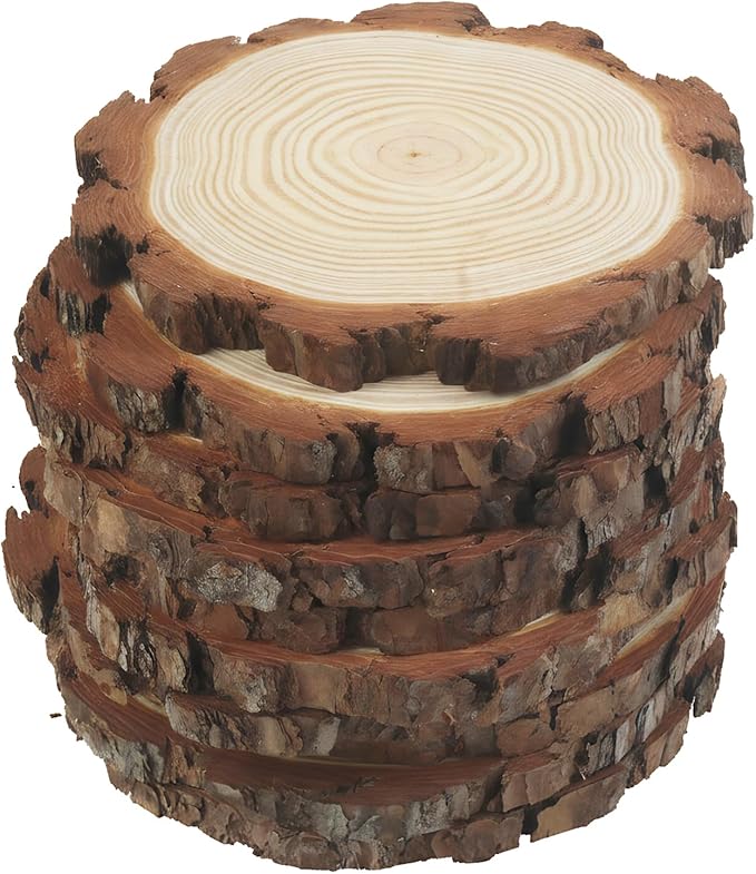 Large Wood Slices, Natural Wood Rounds, 5-6 Inches, 10 Pack, for Centerpieces, DIY Crafts, Wedding Decor, Rustic