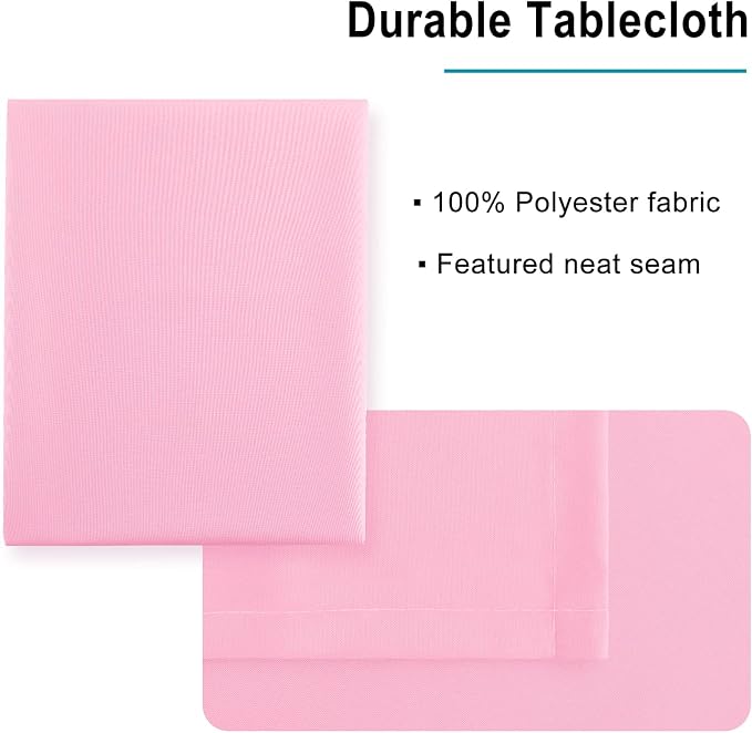 Hiasan Pink Tablecloth for Rectangle Tables - Waterproof and Spillproof Washable Fabric Table Cloth for Dining Room Kitchen Party, 60 x 84 Inch