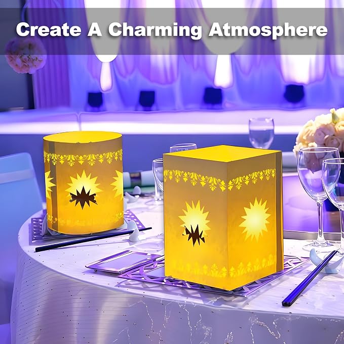 20 Pcs DIY Hanging Lanterns with String Light, Sun-Shaped Thickened Paper Cutout Lantern for Home Yard Decor, Suitable for Princess Girls Birthday Party Wedding Festival Decorations