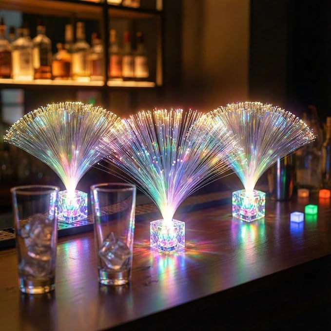Amylove 30 Pcs Mini Fiber Optic Lamp Bulk LED Light Color Changing Table Centerpiece Glow in The Dark Party Favors Supplies for Wedding Graduation Prom Birthday Disco Dance Decorations (9 Inch)