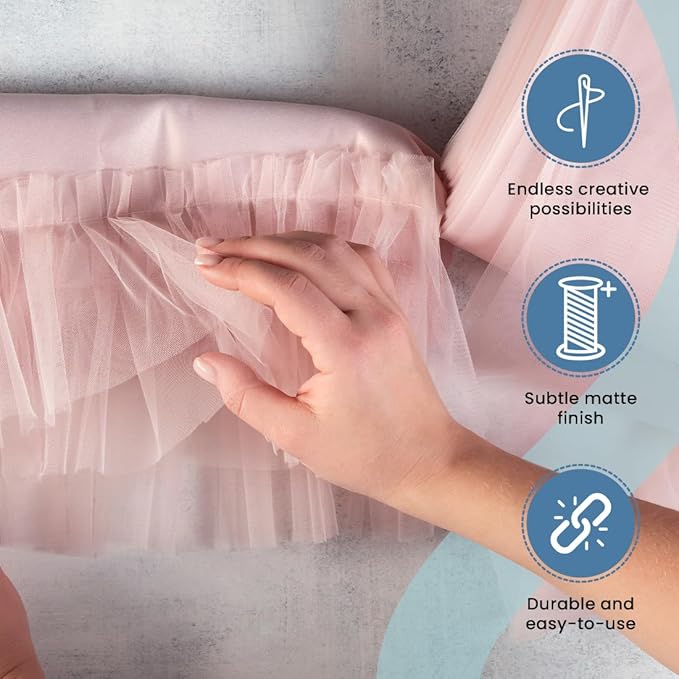 Expo International Decorative Matte Tulle, Roll/Spool of 6” X 200 Yards, Lightweight Polyester Tulle Fabric for Tutus, Costumes, and Party Decorations, Washable, Easy-to-Use, Pack of 6, Light Gold