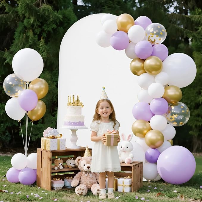 VEVOR Arch Backdrop Stand, 7.2 x 4 ft, Stable Structure, Easy Assembly, 1 Set Gold Metal Arch Backdrop Stand with Cover for Wedding, Birthday Party, Holiday Celebration, and Ceremony Decoration