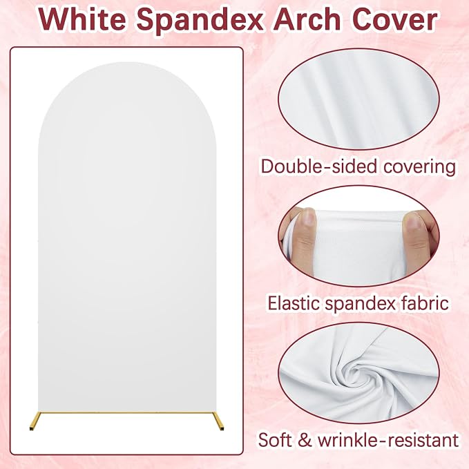 6.6FT Wedding Arch Backdrop Stand and Cover Set, Metal Balloon Arch Stand and Cover for Birthday Party Wedding Ceremony Bridal Baby Shower Graduation Decoration