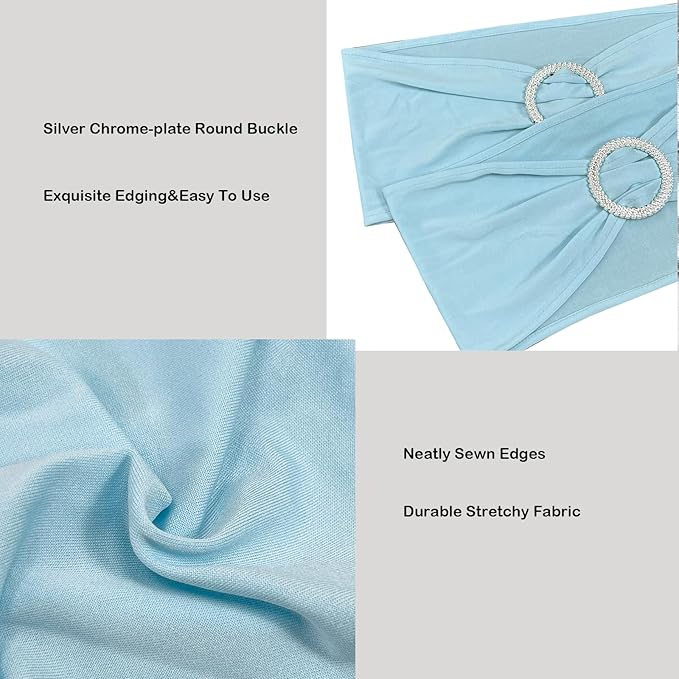 Spandex Chair Sashes Bands 30PCS Stretch Chair Ties Bows with Buckle Slider for Wedding Party Banquet Decoration (Baby Blue)