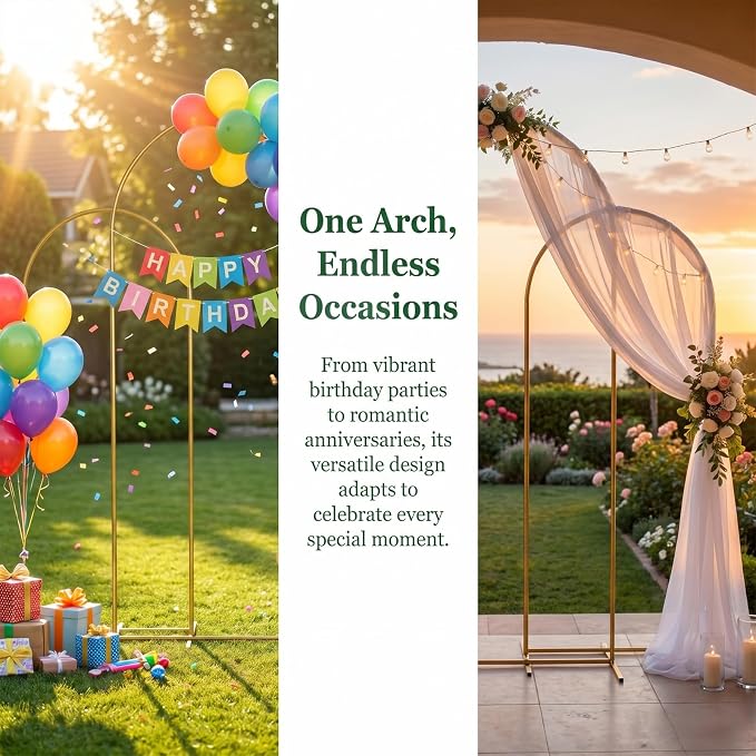 Metal Arch Backdrop Stand 7.2FT+6FT: Wedding Arch Frame for Ceremony Balloon Arch Stand for Birthday Anniversary Wedding Party Baby Shower