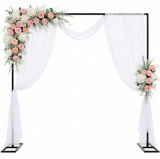 Wokceer 8FT x 8FT Backdrop Stand Heavy Duty Pipe and Drape Kit, Adjustable Square Black Backdrop Stand Metal for Wedding Birthday Party Photo Shoot Background