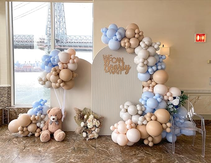 Nude Beige Double Stuffed Balloons Different Size 115Pcs 5/10/12/18" Tan Apricot Nude Balloon Arch Garland kit for Boho Birthday Baby Shower Bridal Shower Gender Reveal Bear Neutral Party