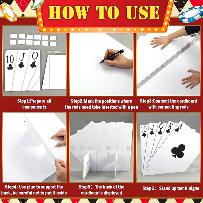 2 Pcs Casino Theme Party Decorations 35 x 28 Inch Poker Theme Cardboard Cutout Tea Party Decoration Game Night Photo Prop for Parties Game Room Decor