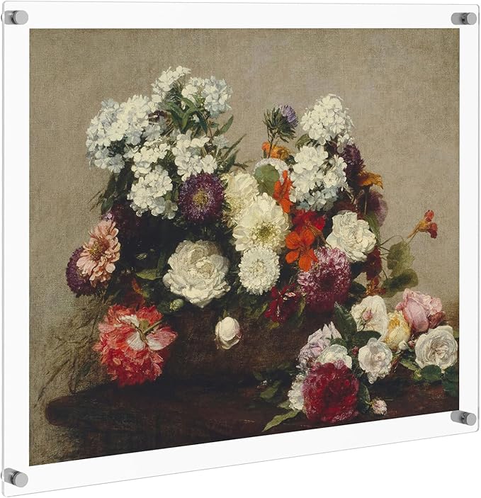 NIUBEE 24x30 Clear Acrylic Wall Mount Picture Frame Floating Frames for Photography Poster Display (Full Frame is 27x33 inch)