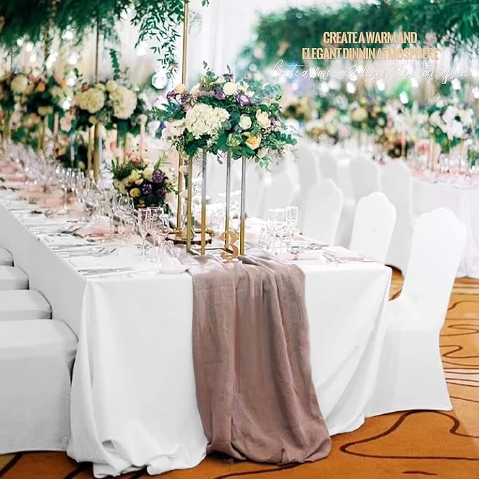 4 Pack White Tablecloths for 8ft Rectangle Tables 90 x 156 Inch - Polyester Table Cover Stain and Wrinkle Resistant Washable Fabric Table Clothes for Wedding Party Banquet Reception Restaurant