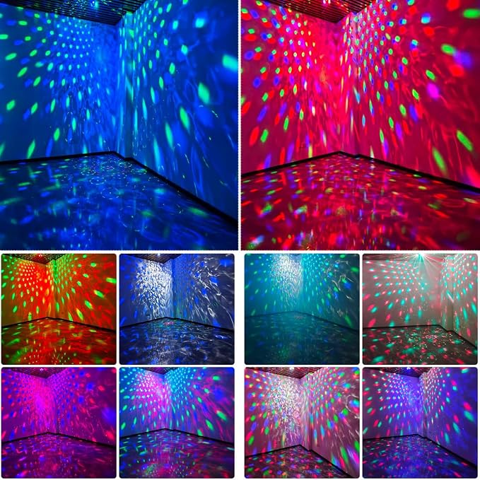Party Lights 4 Disco Balls in 1 Strobe Light for Parties, Dj Stage Lights Indoor Outdoor Decor Sound Activated with Remote Control Disco Light for KTV Club Party Home Karaoke
