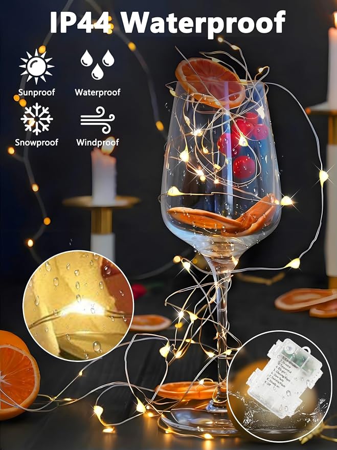 6 Pack Fairy Lights Battery Operated with Remote, 120LED 40FT Twinkle Lights Waterproof Outdoor Indoor Decor, 8 Modes Battery String Light Timer for Christmas Party Birthday Home DIY Décor(Warm White)