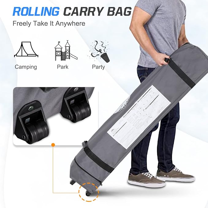 EAGLE PEAK Pop Up Canopy Tent with Wheeled Carry Bag, 8 Stakes, 4 Ropes, 4 Weight Bags, Easy Set Up Tent Canopy, 10x10 ft, 100sqft of Shade, Cowboy