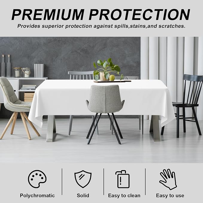54IN X 320FT Plastic Table Cover Roll with Cutter Box, Cut to Size Plastic Table Cloths for Parties, Birthday, Disposable Tablecloth Roll for All Shape Tables (White, 54 Inch X 320 Feet)