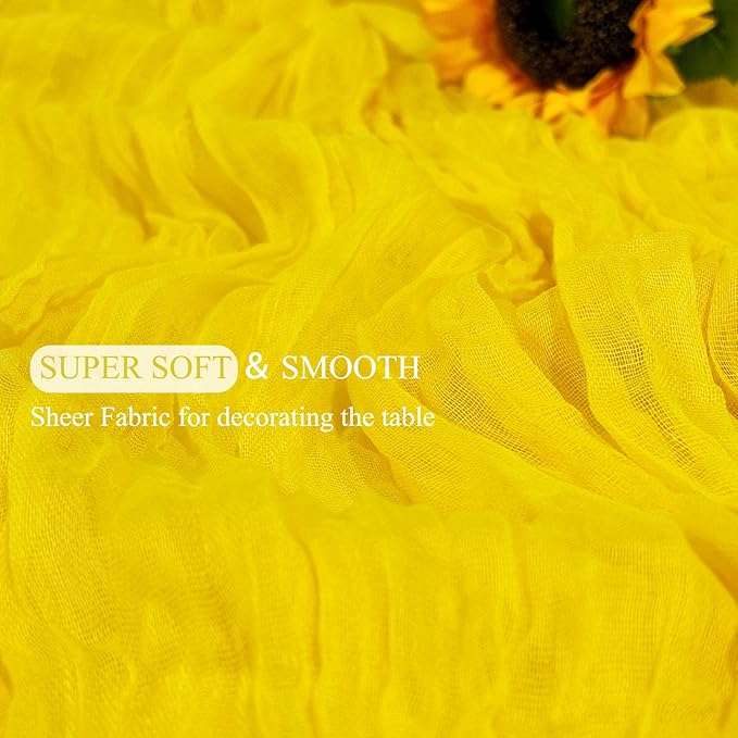 12Pack Yellow Table Runner 10Ft Cheesecloth Table Runner Boho Long Yellow Cheese Cloth Table Runners for Wedding Party Bridal Shower Thanksgiving Christmas