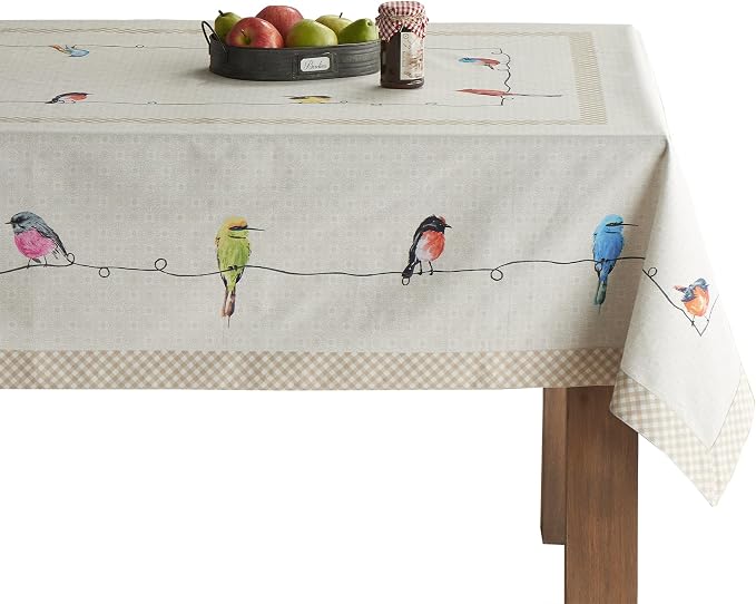 Maison d' Hermine Birdies On Wire 100% Cotton Tablecloth 54 - inch by 72 - inch.