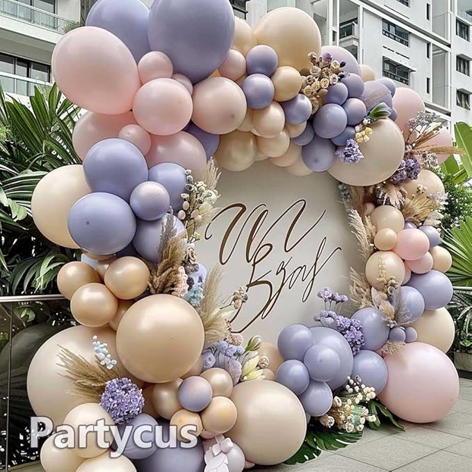 Double Stuffed Lavender Balloons Different Sizes Light Dusty Purple Lilac Balloon Arch Garland Kit for Baby Shower Bridal Wedding Birthday Valentines Party Decoration
