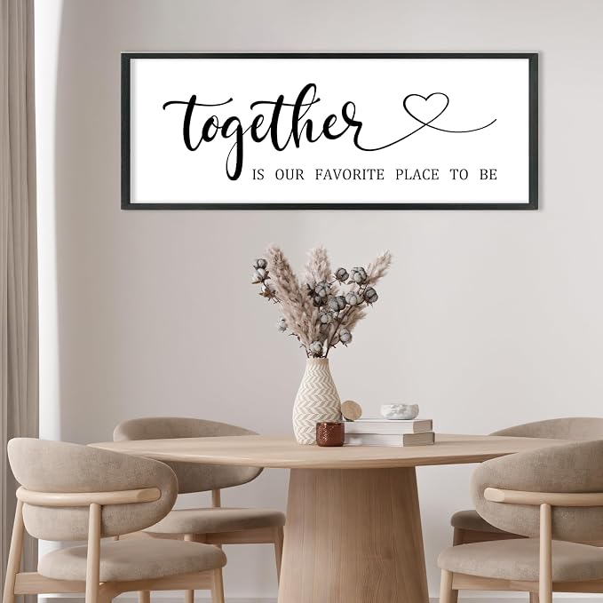 Couples Bedroom Decor Together is Our Favorite Place to Be Wall Art Sign | 40x15 Inch Black Wood Frame, Rustic Farmhouse Style, Above Bed Sign, Wedding Idea for Husband Wife, Ready to Hang