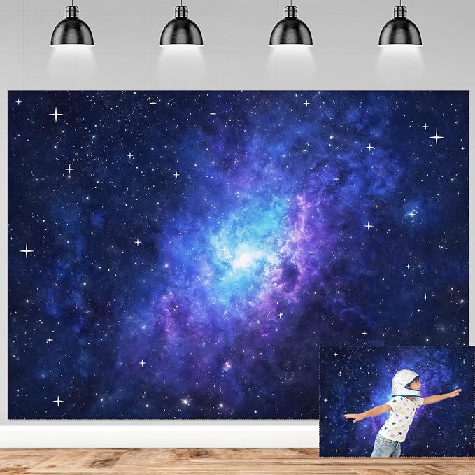 Galaxy Stars Backdrop 10x8 FT Outer Space Birthday Starry Night Sky Backdrops Decorations Universe Space Photography Background Kids Space Party Decor Banner Photo Booth Props