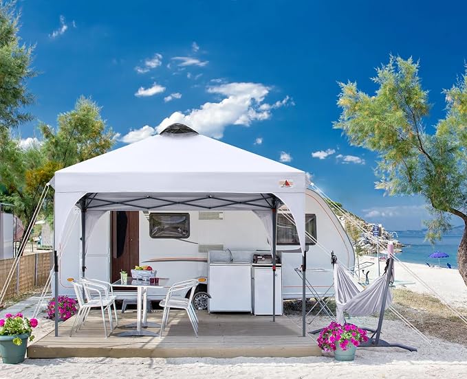 ABCCANOPY Outdoor Pop up Canopy Tent, 8x8 Instant Portable Canopy for Camping, Beach, Backyard,White