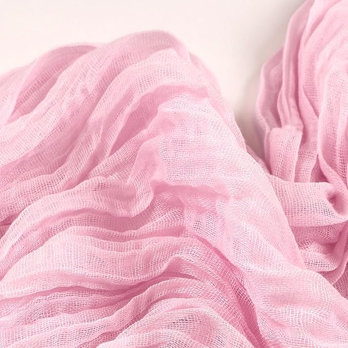 8 Pack Pink Cheesecloth Table Runner 10ft Boho Gauze 120 Inch Cheese Cloth Table Runner Rustic Sheer for Spring Holiday Baby Shower Party Décor Home Wedding Decoration