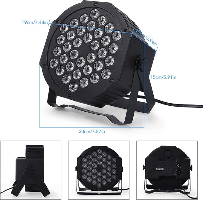Dj Lights, 2 Pack 36 LED Par Lights Stage Lights with Sound Activated Remote Control & DMX Control, Stage Lighting Uplights for Wedding Club Music Show Christmas Holiday Party Lighting