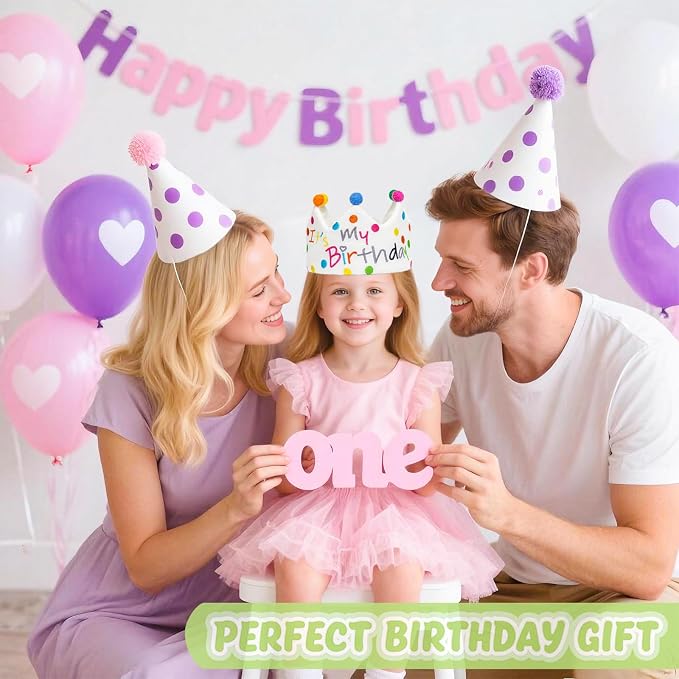Personalized Hand Embroidered Birthday Hats Unique Happy Birthday Crowns Cute Party Hat for Boy Girl Fit All Ages