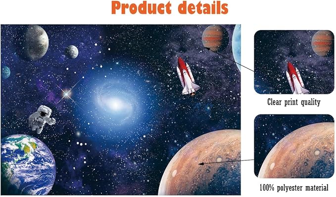 CGXINS 10x8ft Outer Space Backdrop for Baby Kids Astronaut Themed Birthday Party Decoration Supplies Universe Galaxy Stars Newborn Baby Shower Photo Background Photography