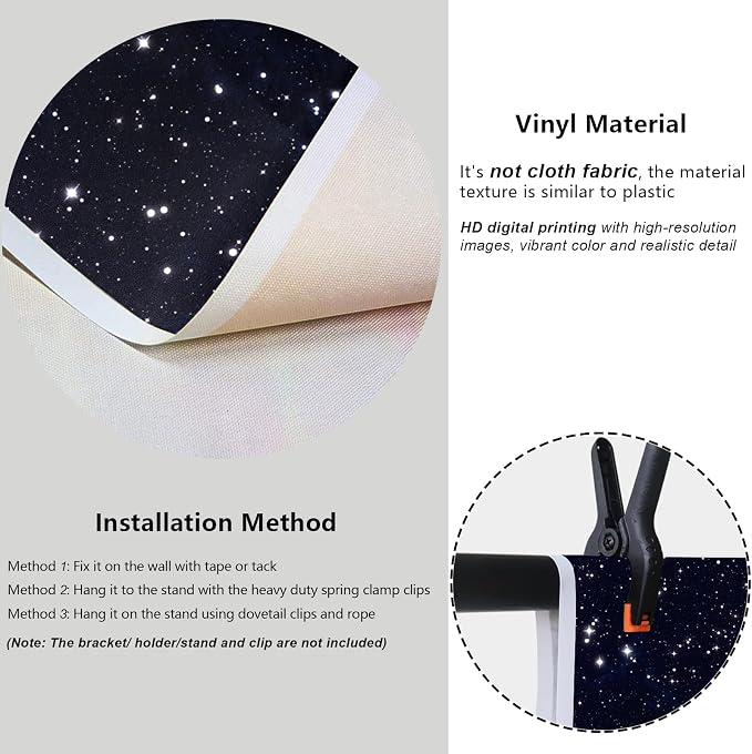 YongFoto Night Sky Stars Backdrop 10x7ft Universe Space Starry Galaxy Stars Photography Background Birthday Wedding Baby Shower Party Banner Decorations Photo Studio Booth Props Portrait Photoshoot