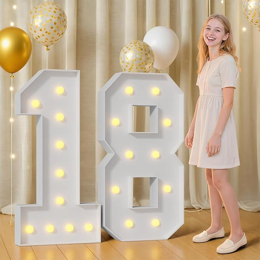 4FT Marquee Number, Mosaic Numbers for Balloons Frame, 18 Balloon for Birthday Decoration, Anniversary Decorations,Birthday Decor