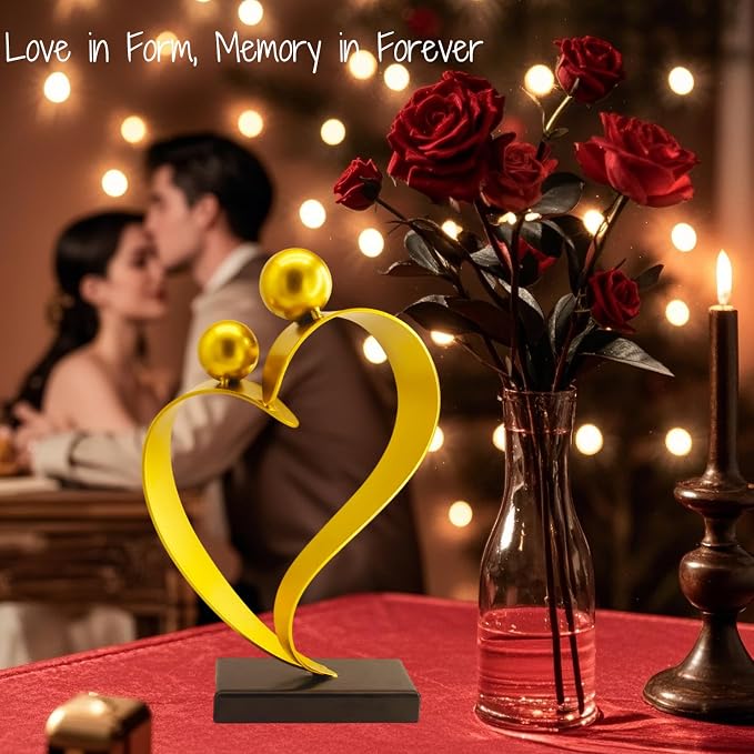 Gold Heart Decor Anniversary Heart Gift for Couple Women Men Wedding Gifts for Couples 50th Wedding Anniversary Gold Shelf Decor Shelf Valentines Day Decorations Sweetheart Table Decorations