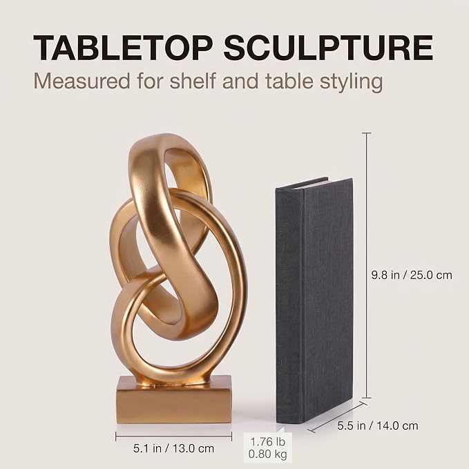 WUBIANJIE Abstract Sculpture Knot Decor, Resin Abstract Sculptures Home Decor, Modern Geometric Tabletop Art Object for Living Room Shelf Mantel Entryway Console