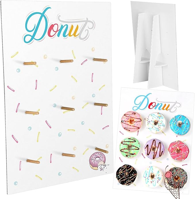 Jetec Donut Stand Donut Display Stand 2026 Graduation Wedding Party Desserts Holder Wall Reusable Board Dessert Table Holder for Birthday Party Supplies for Wedding Baby Shower Treat(White)