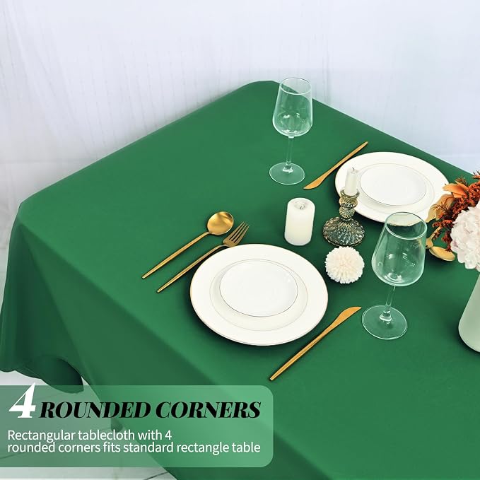 fani 10 Pack 60 x 126 Inch Tablecloth, Green Tablecloth for 8 Feet Rectangle Tables, Stain and Wrinkle Resistant Washable Fabric Table Cloth for Wedding Party Dining Table Buffet Parties Camping