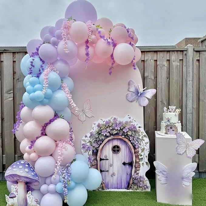 Pearl Pink Purple Blue Balloon Arch Kit, Pearl Pink Light Purple Blue Latex Balloon Garland, Different Sizes Iridescent Balloons for Wedding Mermaid Frozen Theme Baby Shower Birthday Party Decorations