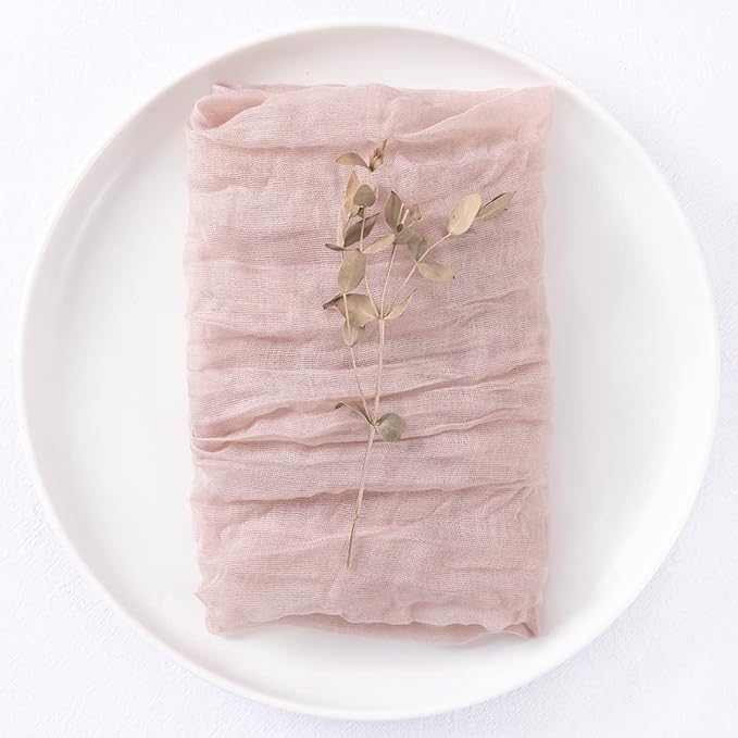 DeZerlor 30 Pack Pink Cheesecloth Napkins Christmas Cloth Napkins Set of 30 Pale Pink Holiday Dinner Napkins Bulk 21x21 Inches for Wedding Bridal Shower Baby Shower Xmas Parties