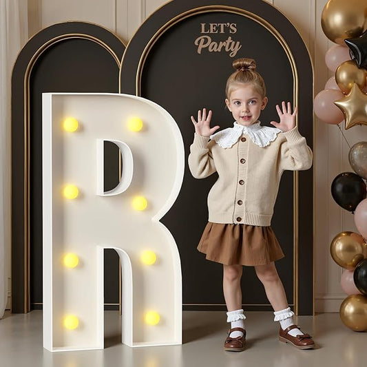 Marquee Letters 3 Feet Tall, 3FT Large Light up Letters R, Big Sign R with Warm White Light for Birthday Wedding Proposal Engagement Graduation Party Backdrop Decorations