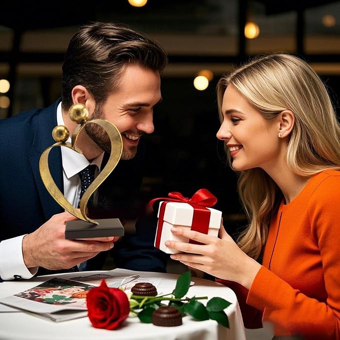Bronze Metal Rose for Girlfriend Wife Women in Her Birthday Wedding Valentine's Day