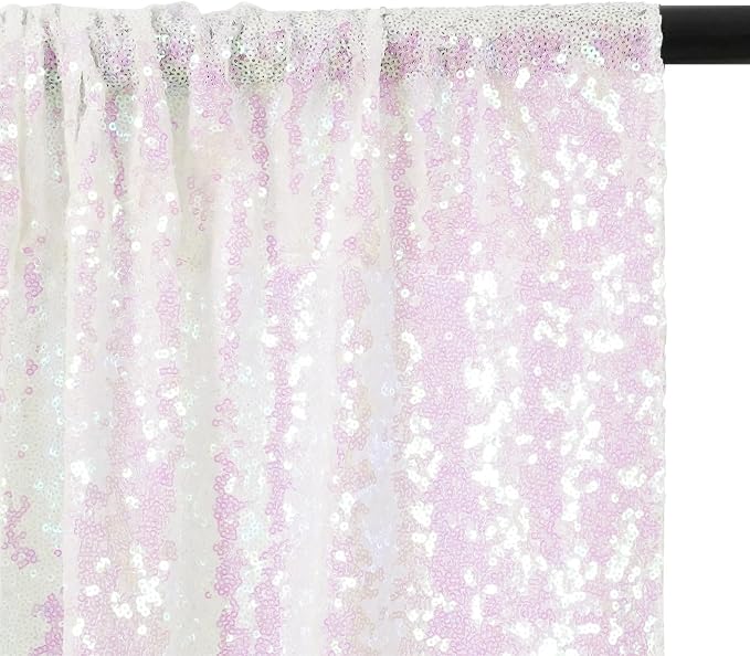 Eternal Beauty White Iridescent Sequin Backdrop, 6x8 Ft Glitter Background Curtains for Shimmer Photography Party Wedding Birthday Back Drop Decor